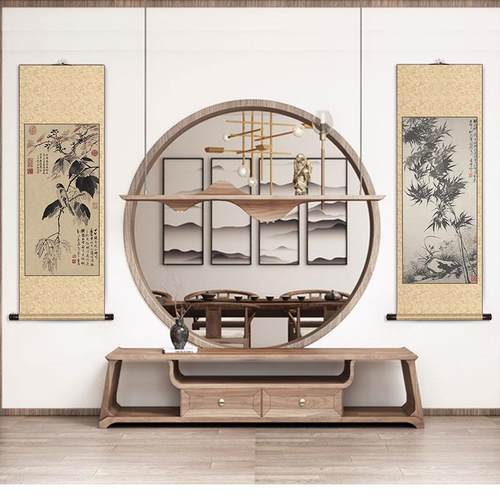 OF9D茶中室挂画卷轴山水画办公室画国F768JJM7新书房客式厅装饰画