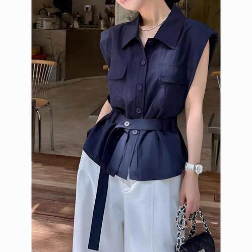 Elegant Sleeveless Blouse Slim-Fitting H-Type Design