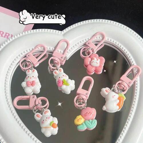 Mini Rabbit Keychain Cute Cartoon Backpack Decoration Fashio