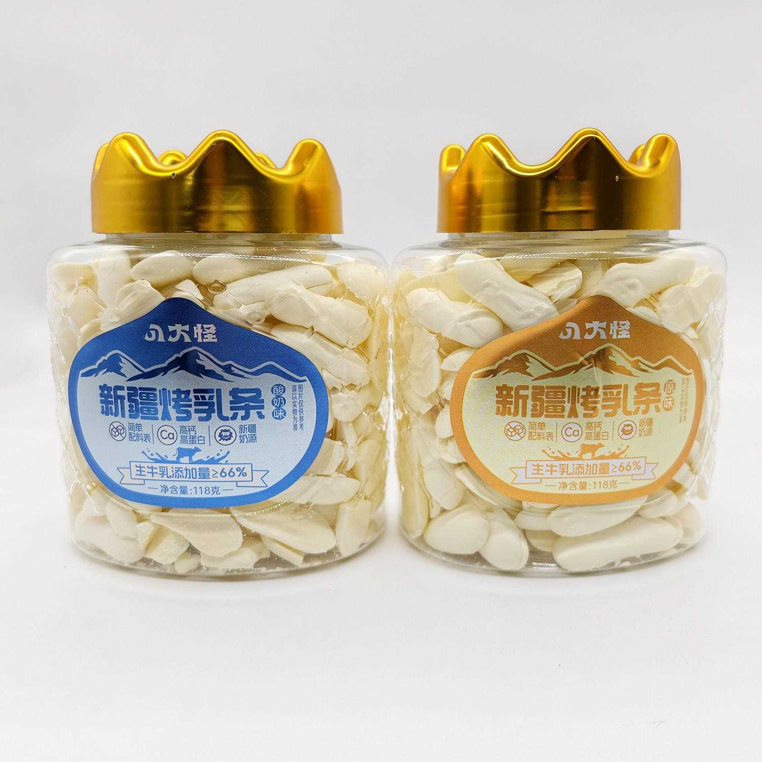新疆鲜乳烤奶条118g/罐原味牛奶脆脆条奶酸奶味烤奶皮脆皮奶干