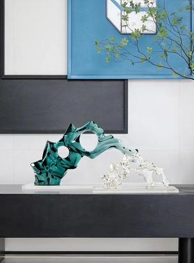 匠十三 现代新中式透明透明假山样板房茶室书房禅意软装饰品玄关