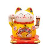 太阳能陶瓷招财猫中式 饰礼品 4寸光能摇手猫开业收银台家居摆件装