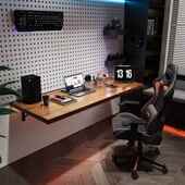 J^墙壁上折吧IOC叠桌壁挂式 简易台桌实木书桌餐桌挂墙电脑桌悬小