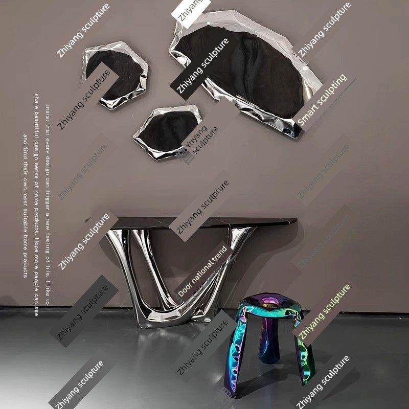 不锈钢充气北欧现代大师设计艺术ins装饰简约支叉边桌玄关桌客厅,住宅家具,玄关台,淘宝优惠券,粉丝福利购,淘宝优惠卷