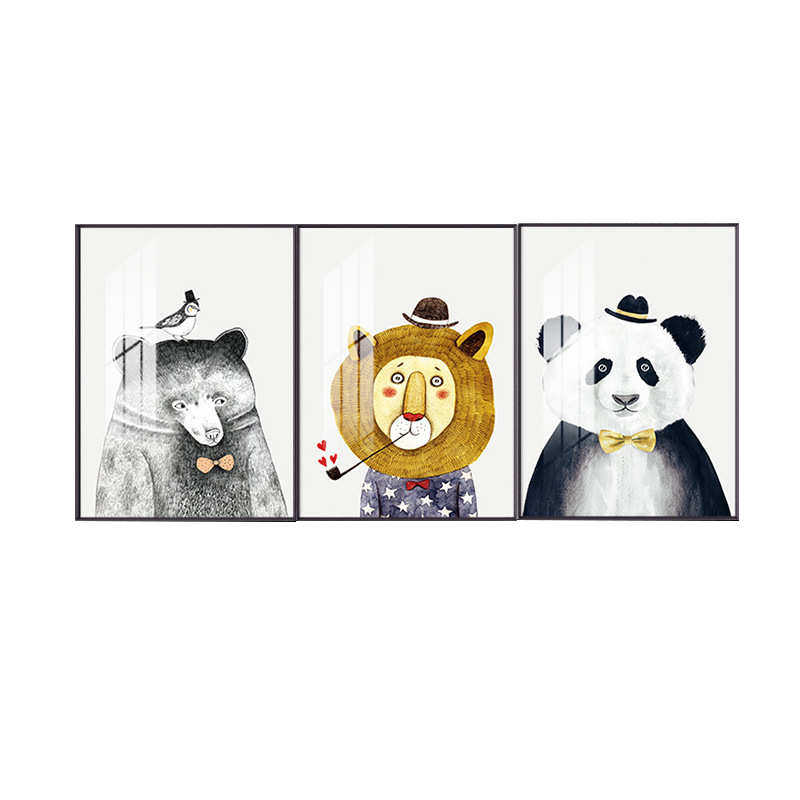 儿童房挂画客厅沙发背景墙个性创意墙画简欧卡通装饰画卧室床头画