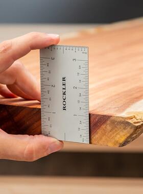 亚马逊新品不锈钢精度尺3英寸便携口袋尺木工尺标记工具刻度尺