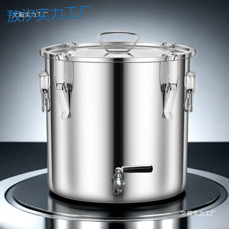 py304不锈钢油桶酒桶食用花生油带盖加厚密封罐储水桶密封桶带龙
