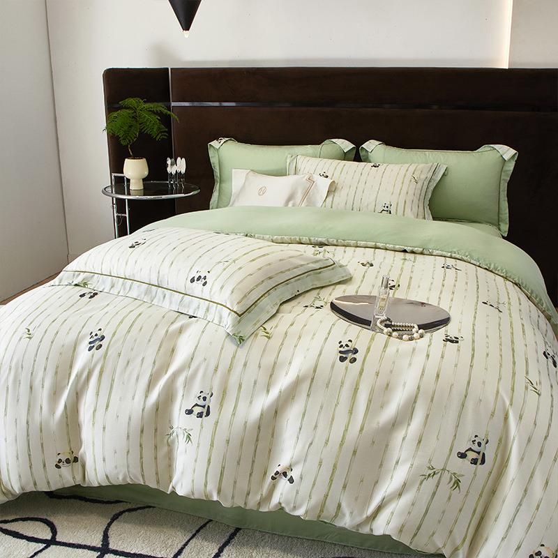 季KDN轻奢60天用丝四件套春夏莱赛尔被套简约美式田园冰丝床上品.