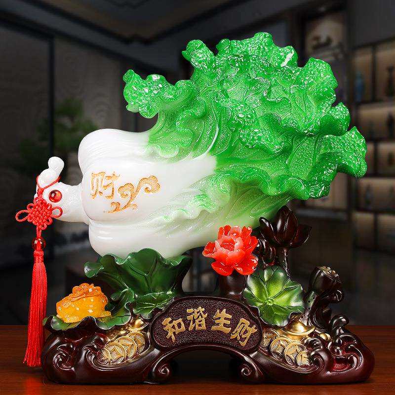 中式树脂工艺品摆件和谐生财白菜摆件家居客厅办公室装饰厂家