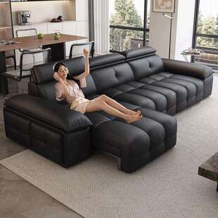 电动沙发床功能真皮劳伦斯客厅高级沙发三人位零靠墙伸缩一体两用
