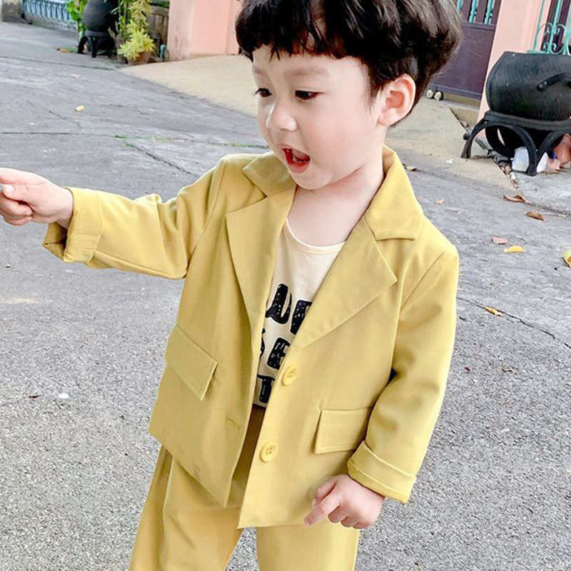 男童秋季西装套装男2024新款中小童外套宝宝韩版西服儿童衣服长裤