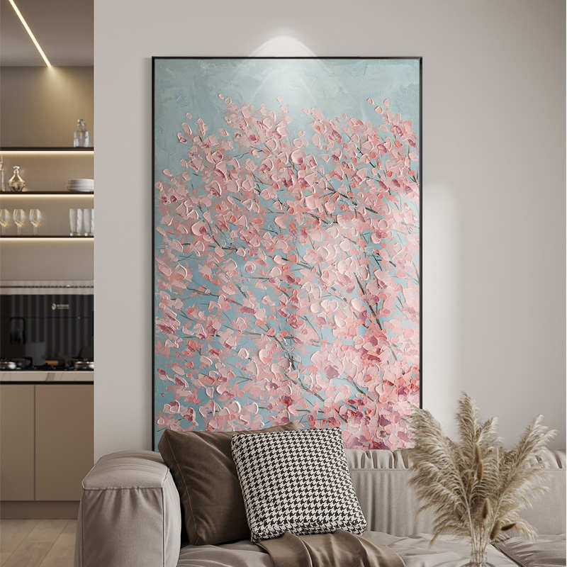 花卉手绘油画立体肌理感客厅装饰画小清新沙发背景墙挂画质感壁画图片