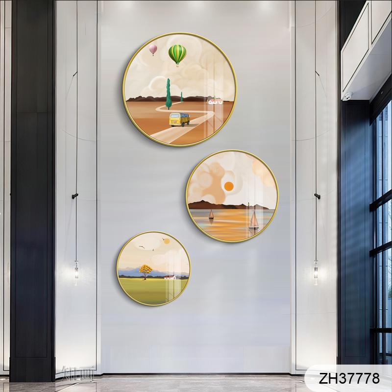 代现简客约儿童房形圆卧室床头背景墙组合画抽ZH37778象厅餐厅墙