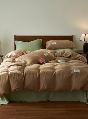 40NPK纯棉双床层纱床上支四套100全棉品日式2米被套床单件三件套