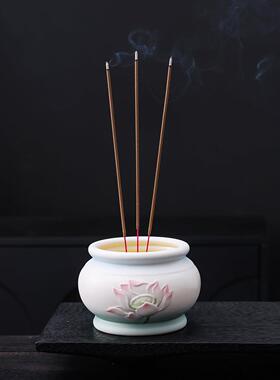 丹青瓷艺陶瓷莲花香炉家用供奉线香竹签香炉佛堂供桌佛具供奉用品
