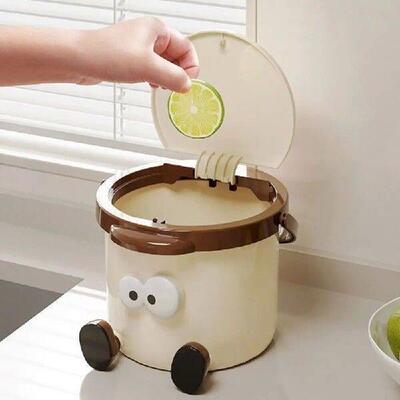 Cute Cartoon Desktop Trash Can with Press Lid Durable