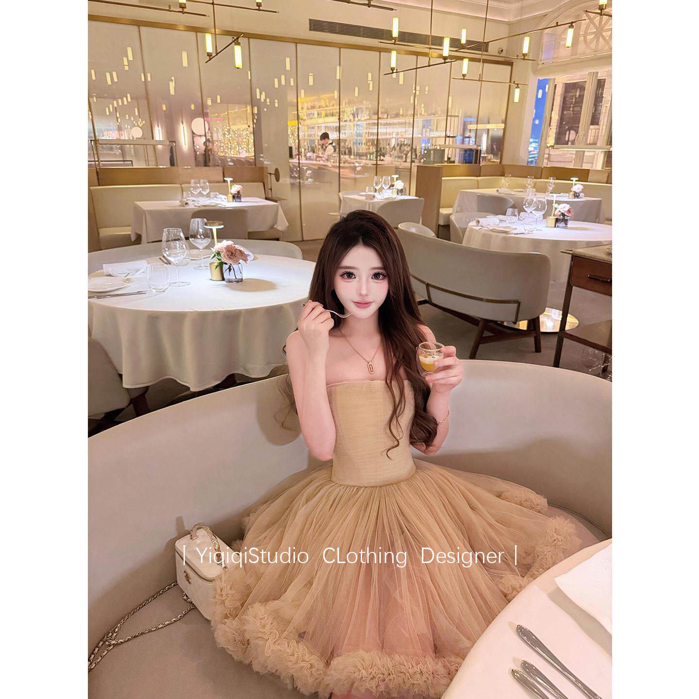 抹胸连衣裙高级感名媛patty生日裙子绝美漂亮重工网纱公主蓬蓬裙