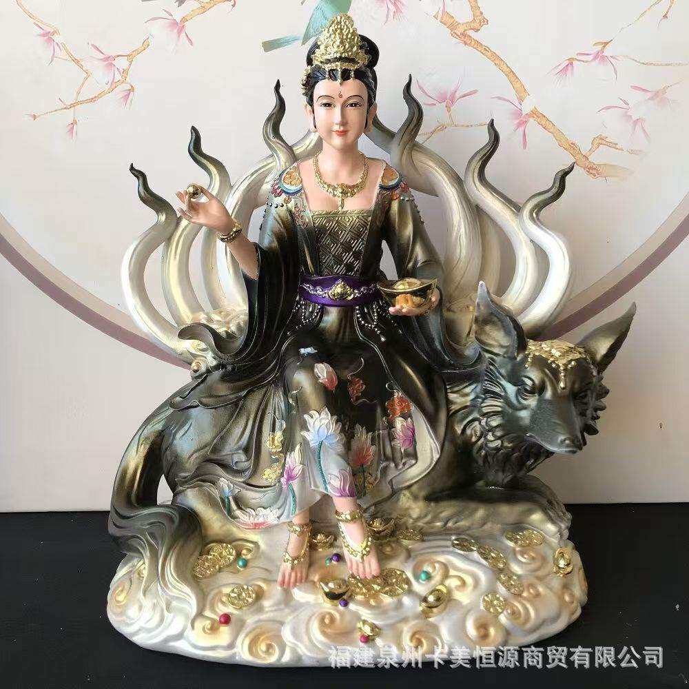 树脂彩绘九尾狐神像九姑娘像体家用客厅供奉九尾女狐神像桌面摆件