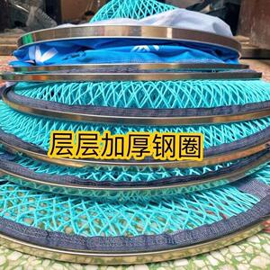 新款尼龙涂胶加粗编织鱼护网防磨层层加厚钢圈卡边鱼笼耐用鱼网兜