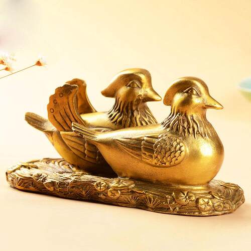 铜鸳鸯摆件一对铜工艺礼品摆饰家居卧室美好祝福新婚礼物鸳鸯戏水