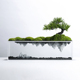 中式 禅意山水倒影仿真迎客松盆景绿植样板间玄关茶室书房端景摆件