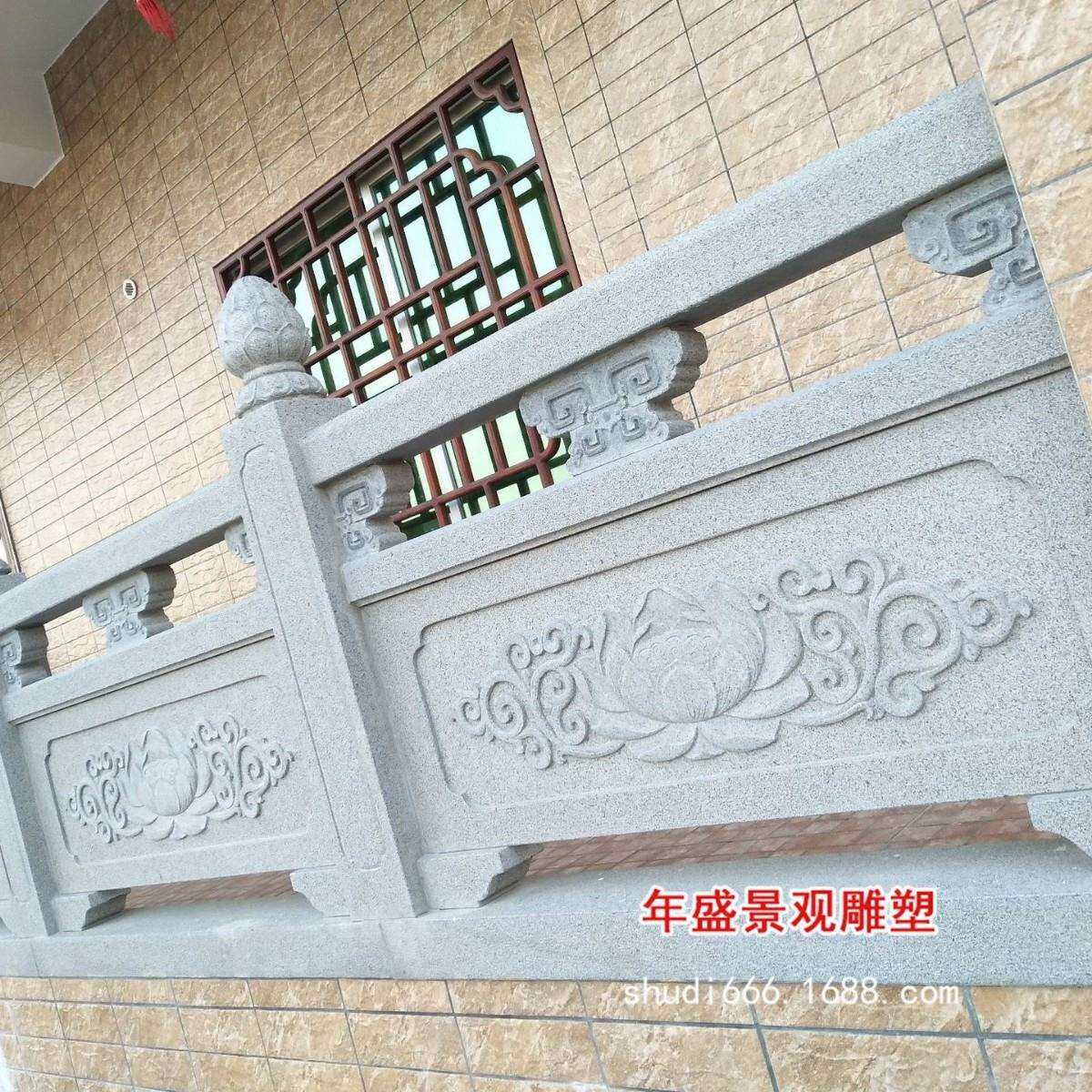 福建栏杆雕刻 传统中式莲花栏板古建筑石护栏桥梁大理石栏板
