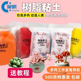 具象水晶树脂黏土超轻粘土免考软陶泥手工diy橡皮泥多肉透明500克