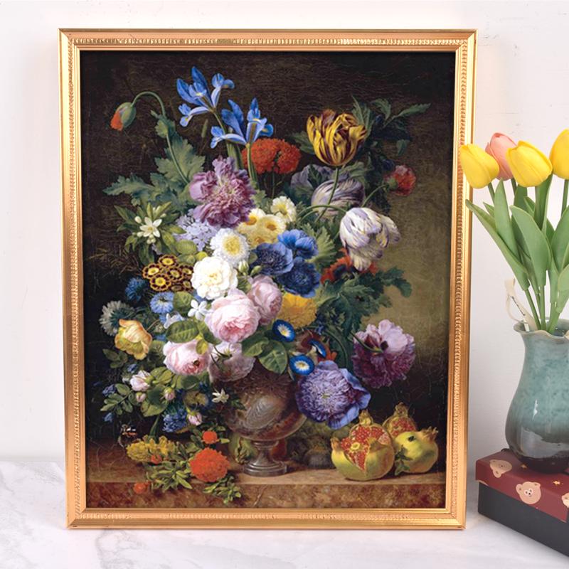 细边框空框油画木质实木画框 a3古典金色线条框条外框复古相框大