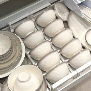 灰色高级感饭碗盘子餐具组合简约轻奢碗盘碗具 家用陶瓷碗碟套装
