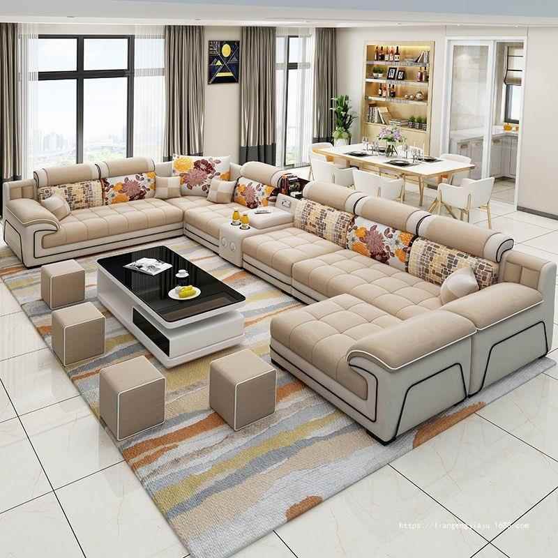 新款猫抓皮高端可拆洗现代简约大户型客厅u型整装组合布艺沙发