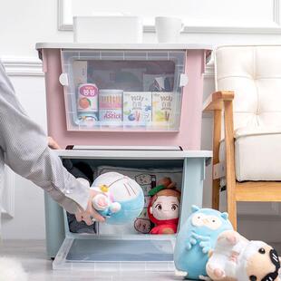 衣服整理箱收纳盒箱前开式收纳衣物宿舍双开门大容量特大号透明