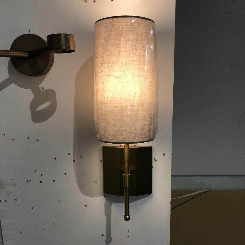 新中式卧室床头过道简约现代布艺壁灯玄关浴室镜前灯LED布罩壁灯