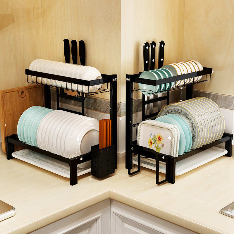 黑色不锈钢厨房碗架水槽滤水篮晾放碗筷碗碟盘刀架餐具收纳沥水架