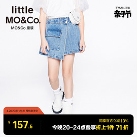 littlemoco童装夏装，女童纯棉牛仔裙半身裙短裙，儿童裙子裤裙大童