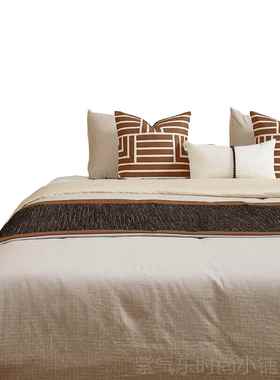 高档mon慕空用间橙色o系床床上品软装四品件套现代简约样板房间8