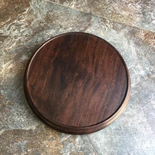 黑檀实木圆形底座整块素面原木花瓶奇石头托 托盘架酒坛佛像花盆