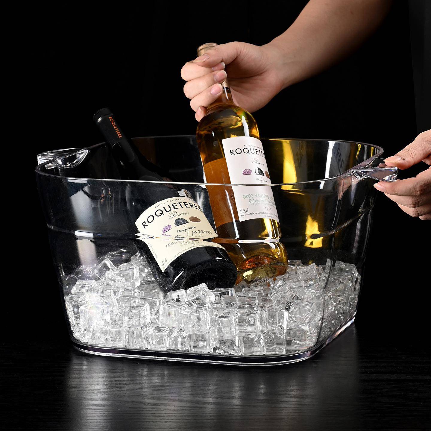 加厚防碎大冰桶香槟红酒啤酒冰镇桶吧台餐厅ktv大号pc冰粒塑料桶