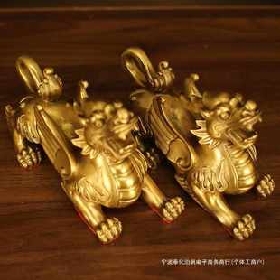 铜貔貅摆件霸王貔貅一对聚财客厅家居装 饰办公室皮丘开业礼品大号