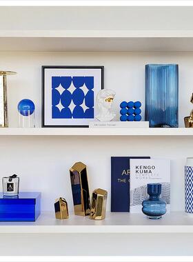 样板间玄关电视柜简约家居饰品蜡烛陶瓷玻璃书柜软装摆件ZH3080