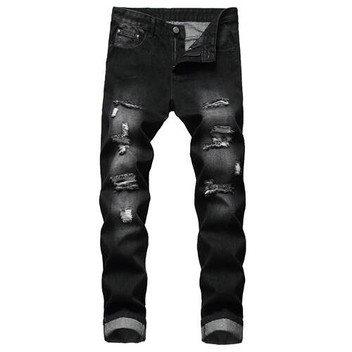 Jeans Denim One-Piece Mens Jeans, Black Ripped Mens Jeans,