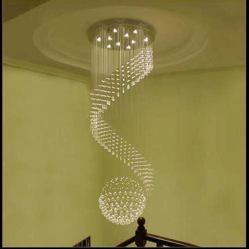 闪达家用楼灯梯酒别店墅螺旋简约标大客厅吊灯非工程灯具水783晶