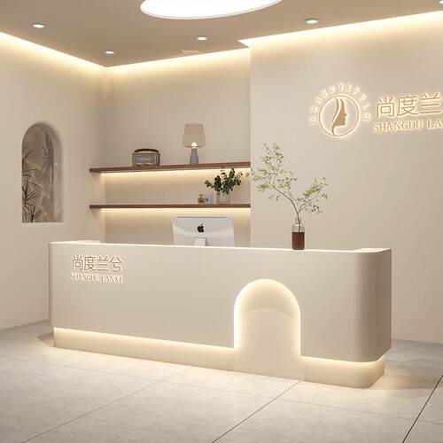 简约美容院收银台医美诊所前台服装店瑜伽馆吧台桌烤漆公司接待台