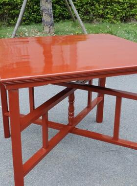 八仙桌实木农村拜神拜天公折叠拆卸原木正方形中式餐桌可拆卸方桌