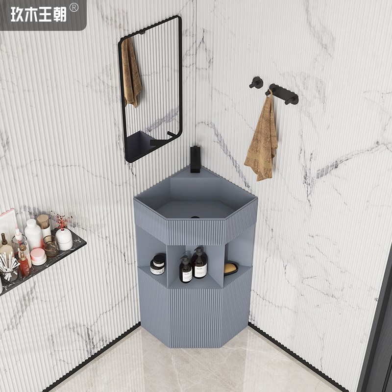 玖木王朝 立柱盆一体式洗手盆洗脸盆卫生间转角三角角落墙角柱盆