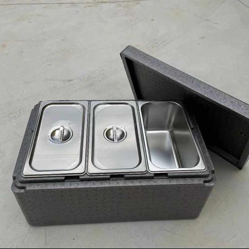 手工网红冰粉EPP保温箱冰沙冷藏箱摆摊商用食品泡沫箱不锈钢餐盆