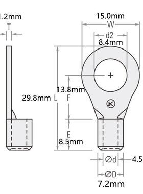 RNB-8圆形连接器型环形O接线鼻国标紫铜有冷压LFM端子认证8KST