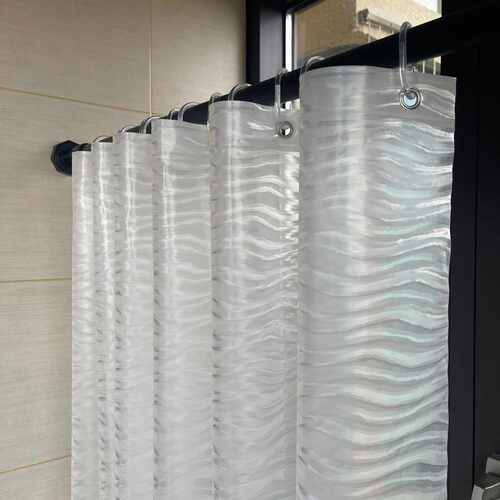 3D横纹水波纹EVA透明浴帘衬垫72“x 72”加厚EVA淋浴帘门帘挂帘