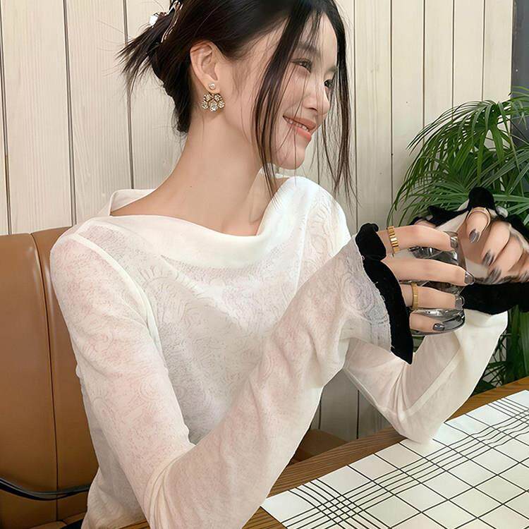 法式Rixo Kelly秋季高级感慵懒风白色上衣女小香风休闲百搭针织衫