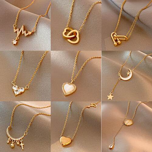 Classic Gold Color Stainless Steel Necklace For Women Jewelr