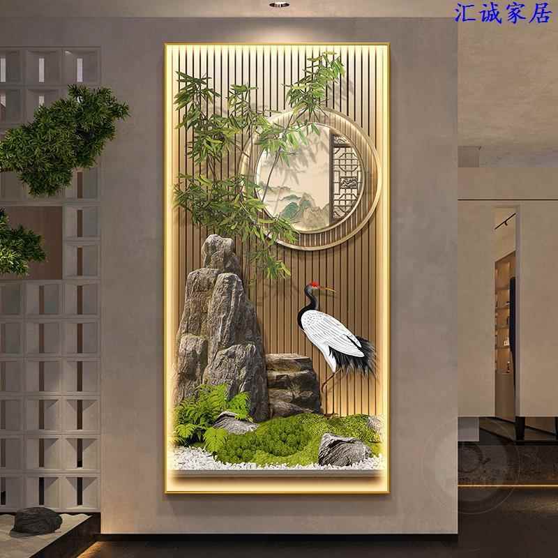 节子节高玄关饰DPM画新中式山水走廊过道挂画升富贵竹入装户带灯